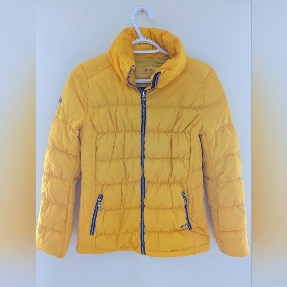Louis Castel Yellow Purple Puffer Jacket Duck Down Insulation Size 90 XS/S